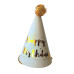 Καπέλα Χάρτινα Λευκα/Μαυρα Happy Birthday 17cm