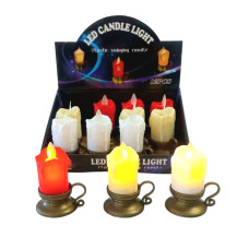 Κερί Led Κόκκινο/Λευκό Κυματιστή Κορυφή 5,5x8cm Σ12