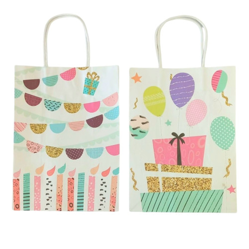 Τσάντα Δώρου Kraft Happy Birthday 4 Σχέδια 15x8x21cm Σ12