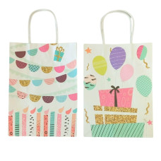 Τσάντα Δώρου Kraft Happy Birthday 4 Σχέδια 19x10x26cm Σ12