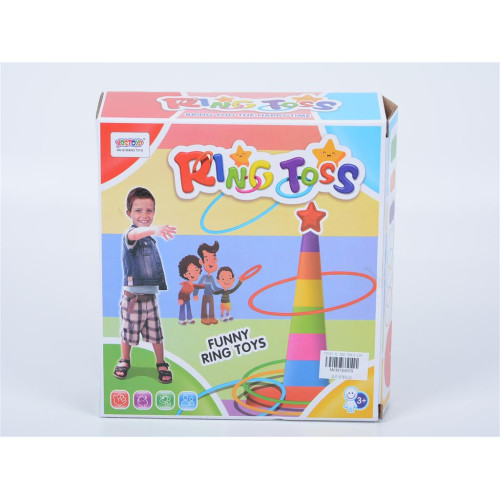 Παιχνίδι Δεξιοτήτων Ring Toss Πολύχρωμος Πύργος Με Αστέρι & Κρίκους Σ60