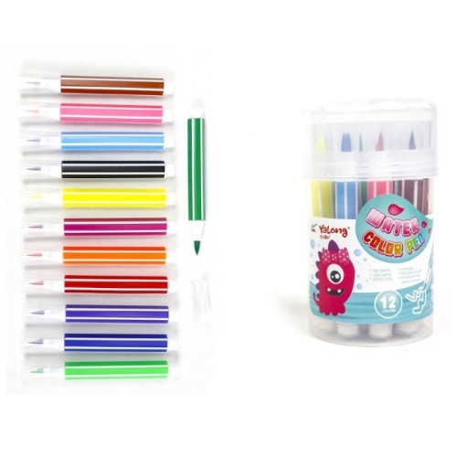 Μαρκαδόροι Χοντροί Πλενόμενοι Σε Βαρελάκι Διάφορα Σχέδια 12τμχ Σ24