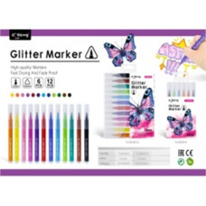 Μαρκαδόροι Χοντροί Glitter 12τμχ Σ16