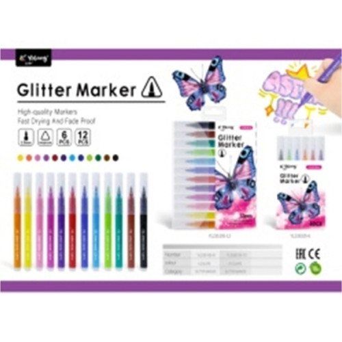 Μαρκαδόροι Χοντροί Glitter 12τμχ Σ16