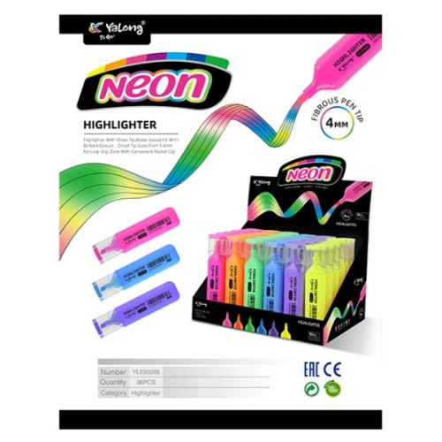 Μαρκαδόρος Υπογράμμισης Neon Pastel Διάφορα Χρώματα Display 36